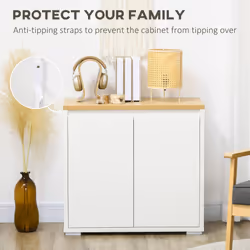 HOMCOM Sideboard Living Room Cabinet with Double Door Cabinet Adjustable Shelf - Additional view 5