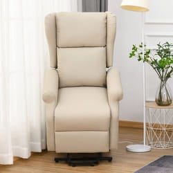 HOMCOM Power Lift Chair for the Elderly Fabric Recliner Armchair w/ Remote Beige