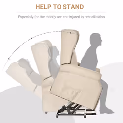 HOMCOM Power Lift Chair for the Elderly Fabric Recliner Armchair w/ Remote Beige - Additional view 5