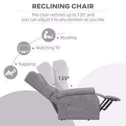 HOMCOM Power Lift Chair for the Elderly Fabric Recliner Armchair w/ Remote Grey - Additional view 5