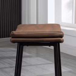 HOMCOM Breakfast Bar Stools Set of 2 Upholstered Barstools w/ Curved Seat Brown - Additional view 5