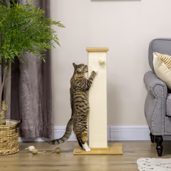 PawHut 80cm Sisal Rope Scratching Post, Cat Scratching Post - White - Additional view 5
