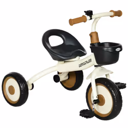 AIYAPLAY Trike W/ Adjustable Seat Basket, Kids Tricycle for 2-5 Years Old, White