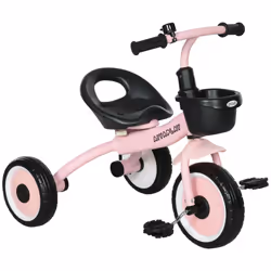 AIYAPLAY Trike W/ Adjustable Seat Basket, Kids Tricycle for 2-5 Years Old, Pink
