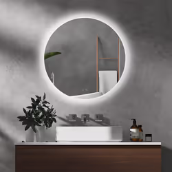 kleankin Illuminated Bathroom Mirror with Defogging Film, LED Lights, Silver