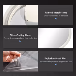 kleankin Illuminated Bathroom Mirror with Defogging Film, LED Lights, Silver