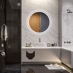 kleankin Dimmable Bathroom Mirror with LED Lights, Defogging Film, Silver