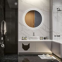kleankin Dimmable Bathroom Mirror with LED Lights, Defogging Film, Silver