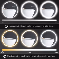 kleankin Dimmable Bathroom Mirror with LED Lights, Defogging Film, Silver
