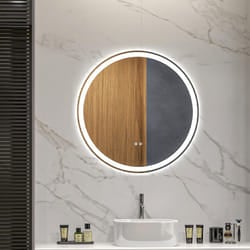 kleankin Dimmable Bathroom Mirror with LED Lights and Defogging Film, Silver
