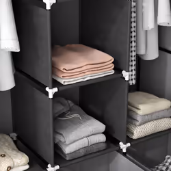 HOMCOM Portable Wardrobe w/ 5 Shelves 3 Fabric Drawers and 2 Hanging Rails Grey - Additional view 6