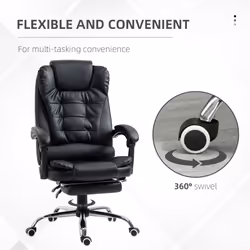 HOMCOM Executive Office Chair PU Leather Swivel Chair with Footrest Black - Additional view 4