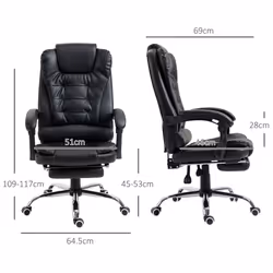 HOMCOM Executive Office Chair PU Leather Swivel Chair with Footrest Black - Additional view 8