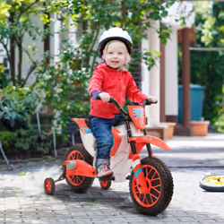 HOMCOM 12V Kids Electric Motorbike Ride-On Motorcycle w/ Training Wheels - Red