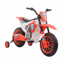 HOMCOM 12V Kids Electric Motorbike Ride-On Motorcycle w/ Training Wheels - Red - Additional view 8
