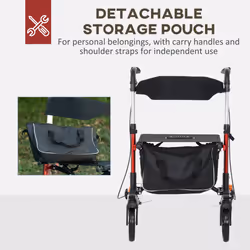 HOMCOM Folding Rollator Walker w/ Seat Storage Bag Adjustable Handle for Seniors - Additional view 5