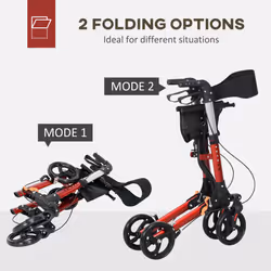 HOMCOM Folding Rollator Walker w/ Seat Storage Bag Adjustable Handle for Seniors - Additional view 6