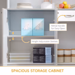 HOMCOM Freestanding Kitchen Cupboard, Storage Cabinet with Doors White