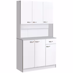 HOMCOM Freestanding Kitchen Cupboard, Storage Cabinet with Doors White - Additional view 7