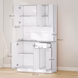 HOMCOM Freestanding Kitchen Cupboard, Storage Cabinet with Doors White - Additional view 8