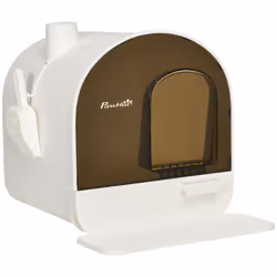 PawHut Cat Litter Box Kitten Litter Tray w/ Lid, Scoop, Filter, Flap Door - Additional view 5
