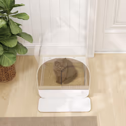 PawHut Cat Litter Box Kitten Litter Tray w/ Lid, Scoop, Filter, Flap Door - Additional view 8