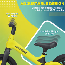 AIYAPLAY 12" Baby Balance Bike w/ Adjustable Seat and Handlebar - Green