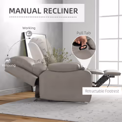 HOMCOM Recliner Armchair for Living Room, Recliner Chair with Cup Holder