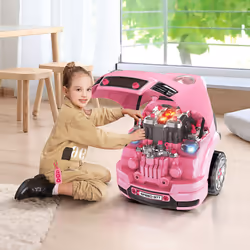 HOMCOM Kids Truck Engine Toy Set w/ Horn, Light, Car Key, for Ages 3-5 Years - P