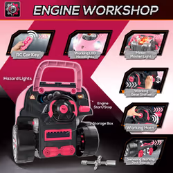 HOMCOM Kids Truck Engine Toy Set w/ Horn, Light, Car Key, for Ages 3-5 Years - P