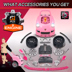 HOMCOM Kids Truck Engine Toy Set w/ Horn, Light, Car Key, for Ages 3-5 Years - P - Additional view 4