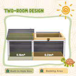 PawHut Wooden Tortoise House, Small Pet Reptile with Hide Shelter Den and Run