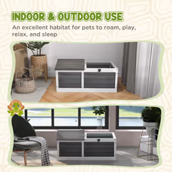 PawHut Wooden Tortoise House, Small Pet Reptile with Hide Shelter Den and Run - Additional view 5