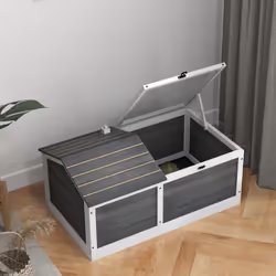 PawHut Wooden Tortoise House, Small Pet Reptile with Hide Shelter Den and Run - Additional view 6