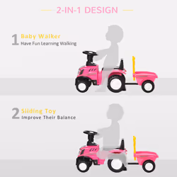 HOMCOM Ride On Tractor Toddler Walker Foot To Floor Slider 12-36 Months Pink