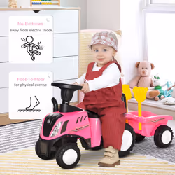 HOMCOM Ride On Tractor Toddler Walker Foot To Floor Slider 12-36 Months Pink - Additional view 4
