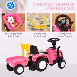 HOMCOM Ride On Tractor Toddler Walker Foot To Floor Slider 12-36 Months Pink - Additional view 6
