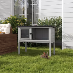 Pawhut Large Elevated Indoor Outdoor Wooden Guinea Pig Hutch w/ Asphalt Roof