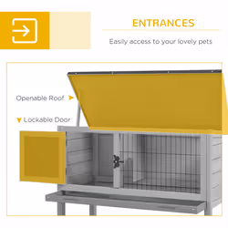 Pawhut Large Elevated Indoor Outdoor Wooden Guinea Pig Hutch w/ Asphalt Roof