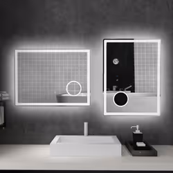 kleankin LED Lighted Bathroom Mirror with 3X Magnifying Mirror, Anti-Fog