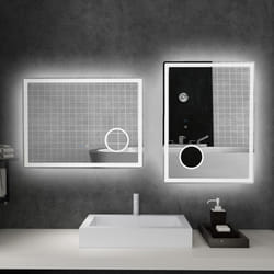 kleankin LED Lighted Bathroom Mirror with 3X Magnifying Mirror, Anti-Fog