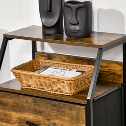 HOMCOM Industrial 3 Drawers Storage Cabinet w/ Display Shelves for Living Room - Additional view 6