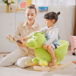 HOMCOM Kids Rocking Horse, Plush Ride-On Dinosaur Seat w/ Seat Safety Belt