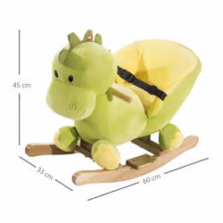 HOMCOM Kids Rocking Horse, Plush Ride-On Dinosaur Seat w/ Seat Safety Belt
