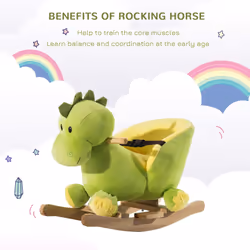 HOMCOM Kids Rocking Horse, Plush Ride-On Dinosaur Seat w/ Seat Safety Belt - Additional view 4
