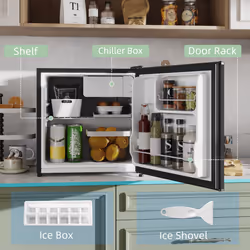 HOMCOM 46L Counter Top Fridge with Chiller Box Mini Fridge for Bedrooms Black - Additional view 5