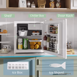 HOMCOM 46L Counter Top Fridge with Chiller Box Mini Fridge for Bedrooms Cream - Additional view 6