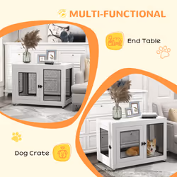 PawHut Pet Crate End Table w/ Soft Washable Cushion for Lage Medium Small Dogs