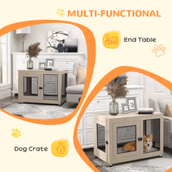 PawHut Pet Crate End Table w/ Soft Washable Cushion for Lage Medium Small Dogs