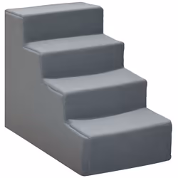 PawHut Four-Step Portable Dog Stairs with Washable Plush Cover, Light Grey - Additional view 8
